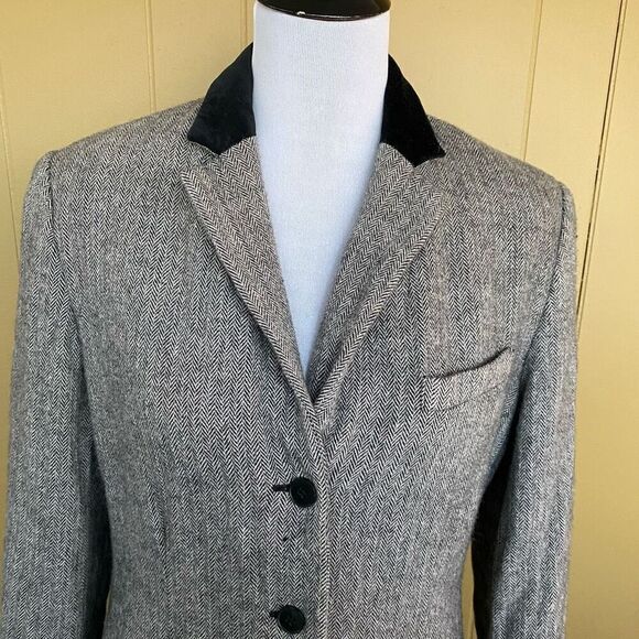 Evan Picone wool Blend women 12 three button blazer jacket w/velour collar - Picture 3 of 11